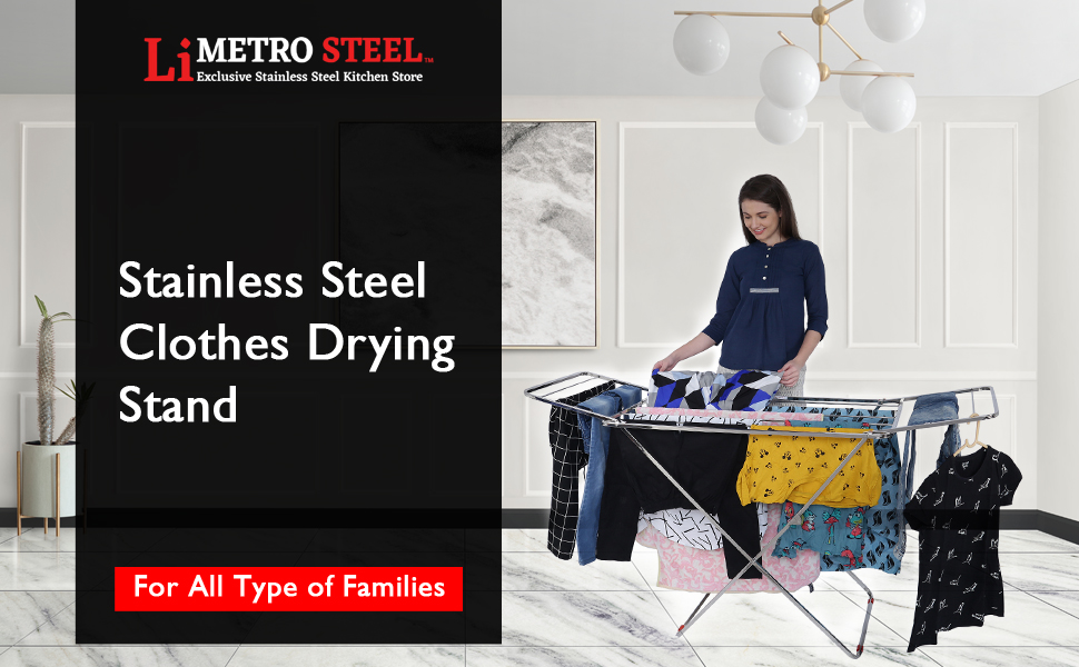 LiMETRO STEEL Stainless Steel Foldable Cloth Dryer Stand